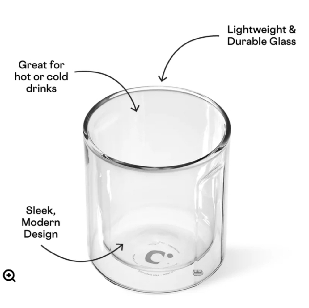 Corkcicle Rocks Glass Set of 2 in box Clear 12oz Double Walled for Hot or Cold - Picture 4 of 5